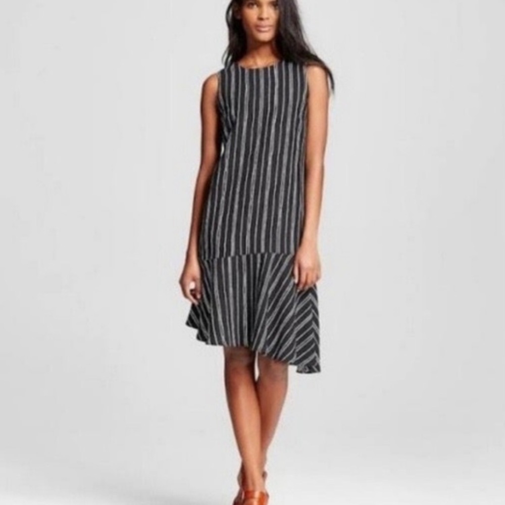 NWT Who What Wear Women’s sleeveless black and white vertical striped dress XXL
